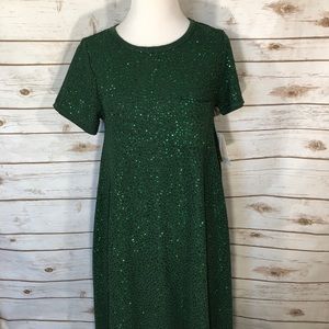 LuLaRoe XXS Elegant Green GLITTER Carly NWT